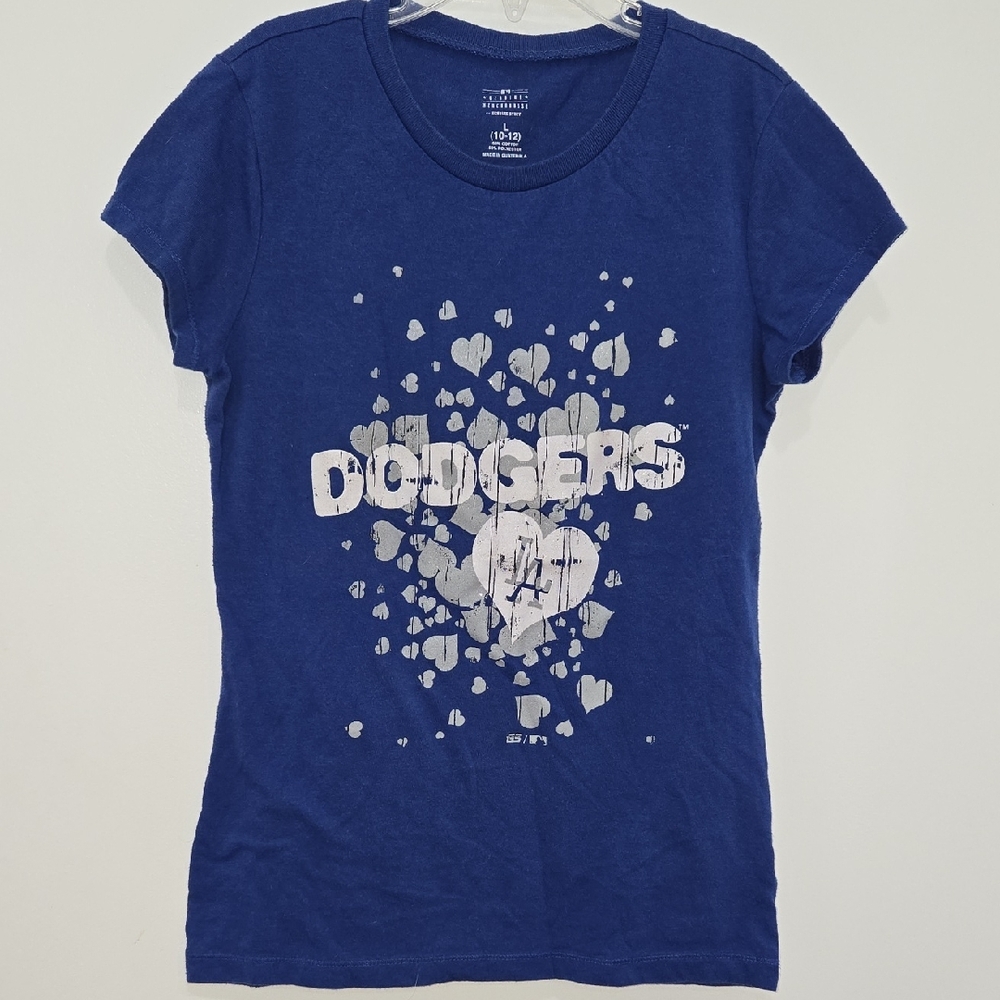MLB LA Dodgers Graphic Blue Short Sleeve Girls T-Shirt Size L